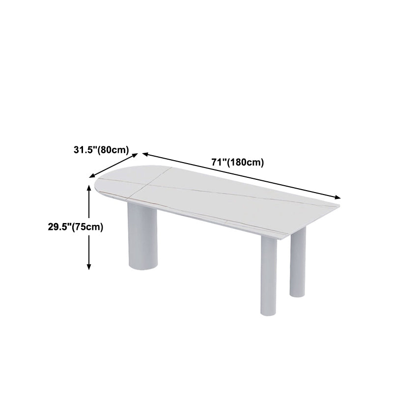 Modern Stone Top Oval Dinette Table Wood Tripod Base Dining Table in White Clearhalo 'Dining Tables & Seating' 'Dining Tables' 'dining_table' 'furn' 'furn_dining_table' 'Furniture' 'furniture_dining_table' 'Kitchen & Dining Furniture' 'kitchen' 'kitchen_dining_table' 4792069