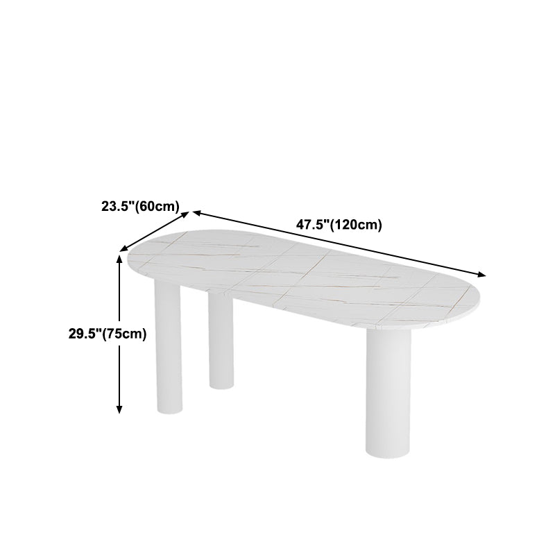 Modern Stone Top Oval Dinette Table Wood Tripod Base Dining Table in White Clearhalo 'Dining Tables & Seating' 'Dining Tables' 'dining_table' 'furn' 'furn_dining_table' 'Furniture' 'furniture_dining_table' 'Kitchen & Dining Furniture' 'kitchen' 'kitchen_dining_table' 4792071