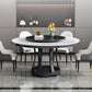 Modern Rubberwood Home Table Round Pedestal Convertible Dining Table White Black 51.2"L x 51.2"W x 29.5"H Without Chairs Clearhalo 'Dining Tables & Seating' 'Dining Tables' 'dining_table' 'furn' 'furn_dining_table' 'Furniture' 'furniture_dining_table' 'Kitchen & Dining Furniture' 'kitchen' 'kitchen_dining_table' 4792094