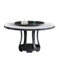 Modern Rubberwood Home Table Round Pedestal Convertible Dining Table White Black 63"L x 63"W x 29.5"H Without Chairs Clearhalo 'Dining Tables & Seating' 'Dining Tables' 'dining_table' 'furn' 'furn_dining_table' 'Furniture' 'furniture_dining_table' 'Kitchen & Dining Furniture' 'kitchen' 'kitchen_dining_table' 4792098