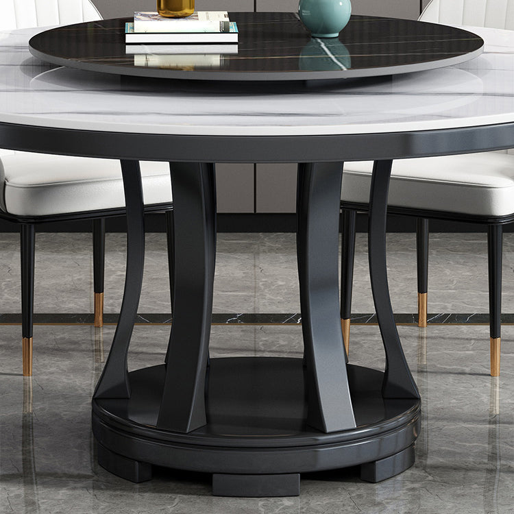 Modern Rubberwood Home Table Round Pedestal Convertible Dining Table Clearhalo 'Dining Tables & Seating' 'Dining Tables' 'dining_table' 'furn' 'furn_dining_table' 'Furniture' 'furniture_dining_table' 'Kitchen & Dining Furniture' 'kitchen' 'kitchen_dining_table' 4792101