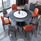 Modern Rubberwood Home Table Round Pedestal Convertible Dining Table Black White Without Chairs Clearhalo 'Dining Tables & Seating' 'Dining Tables' 'dining_table' 'furn' 'furn_dining_table' 'Furniture' 'furniture_dining_table' 'Kitchen & Dining Furniture' 'kitchen' 'kitchen_dining_table' 4792102