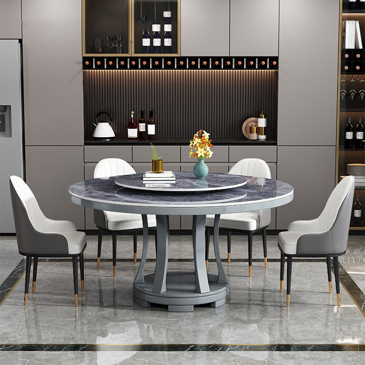 Modern Rubberwood Home Table Round Pedestal Convertible Dining Table Clearhalo 'Dining Tables & Seating' 'Dining Tables' 'dining_table' 'furn' 'furn_dining_table' 'Furniture' 'furniture_dining_table' 'Kitchen & Dining Furniture' 'kitchen' 'kitchen_dining_table' 4792104