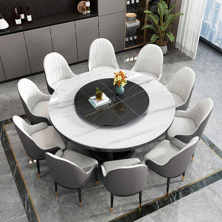 Modern Rubberwood Home Table Round Pedestal Convertible Dining Table Clearhalo 'Dining Tables & Seating' 'Dining Tables' 'dining_table' 'furn' 'furn_dining_table' 'Furniture' 'furniture_dining_table' 'Kitchen & Dining Furniture' 'kitchen' 'kitchen_dining_table' 4792105