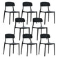 Contemporary Stackable Chairs Open Back Kitchen Armless Chair with Plastic Legs Black 8 Piece Set Clearhalo 'Dining Chairs' 'Dining Tables & Seating' 'dining_chair' 'furn' 'furn_dining_chair' 'Furniture' 'furniture_dining_chair' 'Kitchen & Dining Furniture' 4792110