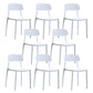 Contemporary Stackable Chairs Open Back Kitchen Armless Chair with Plastic Legs White 8 Piece Set Clearhalo 'Dining Chairs' 'Dining Tables & Seating' 'dining_chair' 'furn' 'furn_dining_chair' 'Furniture' 'furniture_dining_chair' 'Kitchen & Dining Furniture' 4792112