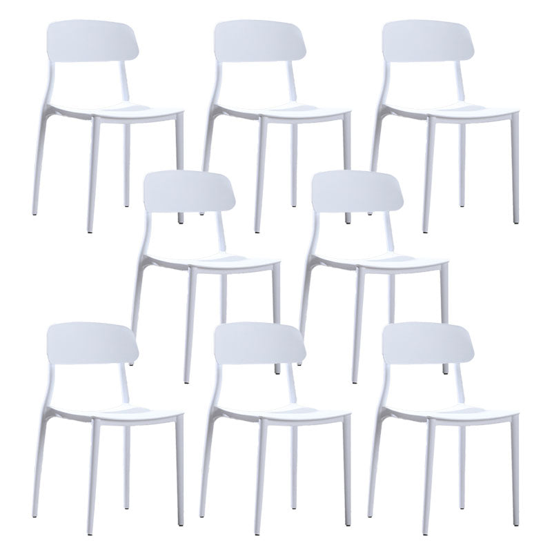 Contemporary Stackable Chairs Open Back Kitchen Armless Chair with Plastic Legs White 8 Piece Set Clearhalo 'Dining Chairs' 'Dining Tables & Seating' 'dining_chair' 'furn' 'furn_dining_chair' 'Furniture' 'furniture_dining_chair' 'Kitchen & Dining Furniture' 4792112