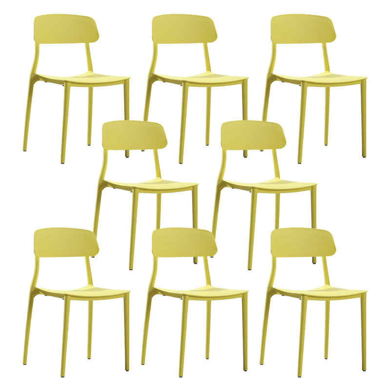Contemporary Stackable Chairs Open Back Kitchen Armless Chair with Plastic Legs Yellow 8 Piece Set Clearhalo 'Dining Chairs' 'Dining Tables & Seating' 'dining_chair' 'furn' 'furn_dining_chair' 'Furniture' 'furniture_dining_chair' 'Kitchen & Dining Furniture' 4792116