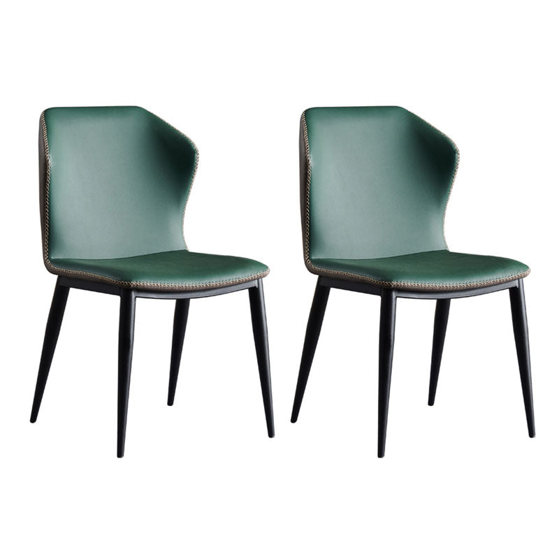 Industrial Design Armless Wingback Side Chair Faux Leather Side Chair Blackish Green 2 Piece Set Clearhalo 'Dining Chairs' 'Dining Tables & Seating' 'dining_chair' 'furn' 'furn_dining_chair' 'Furniture' 'furniture_dining_chair' 'Kitchen & Dining Furniture' 4792128