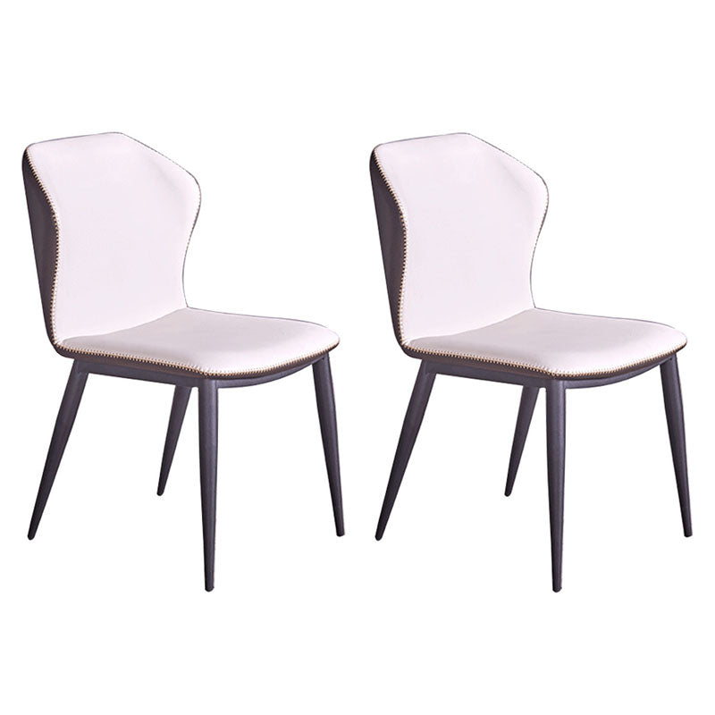 Industrial Design Armless Wingback Side Chair Faux Leather Side Chair White 2 Piece Set Clearhalo 'Dining Chairs' 'Dining Tables & Seating' 'dining_chair' 'furn' 'furn_dining_chair' 'Furniture' 'furniture_dining_chair' 'Kitchen & Dining Furniture' 4792133