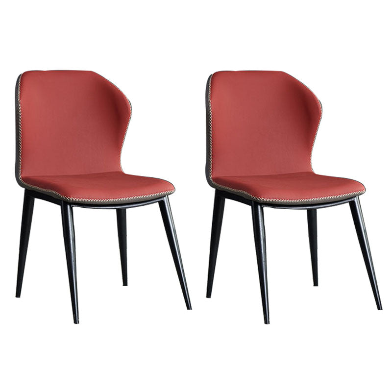 Industrial Design Armless Wingback Side Chair Faux Leather Side Chair Red 2 Piece Set Clearhalo 'Dining Chairs' 'Dining Tables & Seating' 'dining_chair' 'furn' 'furn_dining_chair' 'Furniture' 'furniture_dining_chair' 'Kitchen & Dining Furniture' 4792139