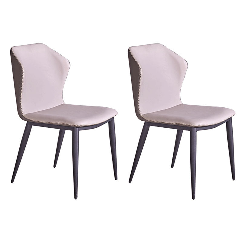 Industrial Design Armless Wingback Side Chair Faux Leather Side Chair Grey 2 Piece Set Clearhalo 'Dining Chairs' 'Dining Tables & Seating' 'dining_chair' 'furn' 'furn_dining_chair' 'Furniture' 'furniture_dining_chair' 'Kitchen & Dining Furniture' 4792141