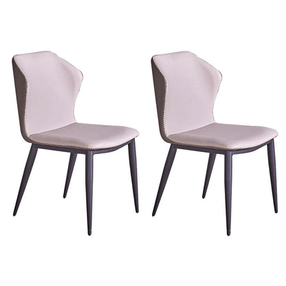 Industrial Design Armless Wingback Side Chair Faux Leather Side Chair Grey 2 Piece Set Clearhalo 'Dining Chairs' 'Dining Tables & Seating' 'dining_chair' 'furn' 'furn_dining_chair' 'Furniture' 'furniture_dining_chair' 'Kitchen & Dining Furniture' 4792141