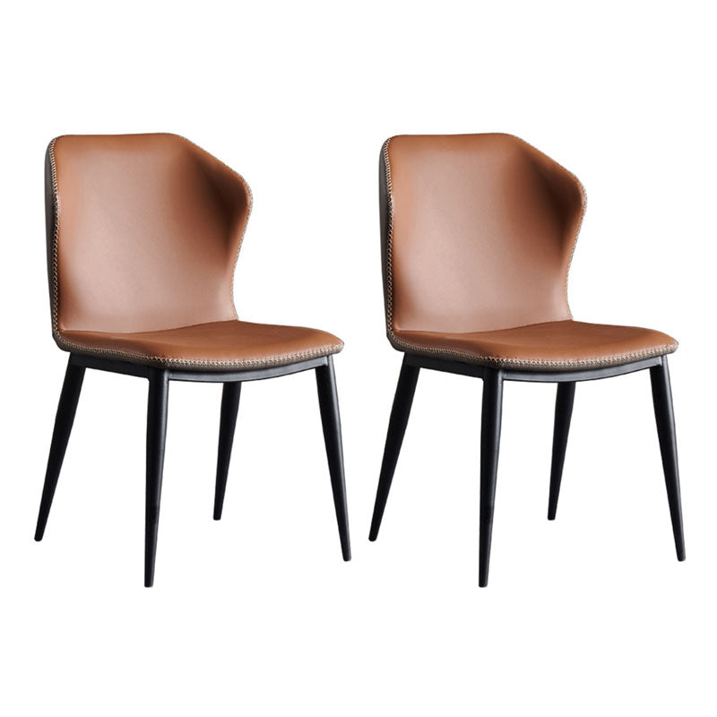 Industrial Design Armless Wingback Side Chair Faux Leather Side Chair Coffee 2 Piece Set Clearhalo 'Dining Chairs' 'Dining Tables & Seating' 'dining_chair' 'furn' 'furn_dining_chair' 'Furniture' 'furniture_dining_chair' 'Kitchen & Dining Furniture' 4792143