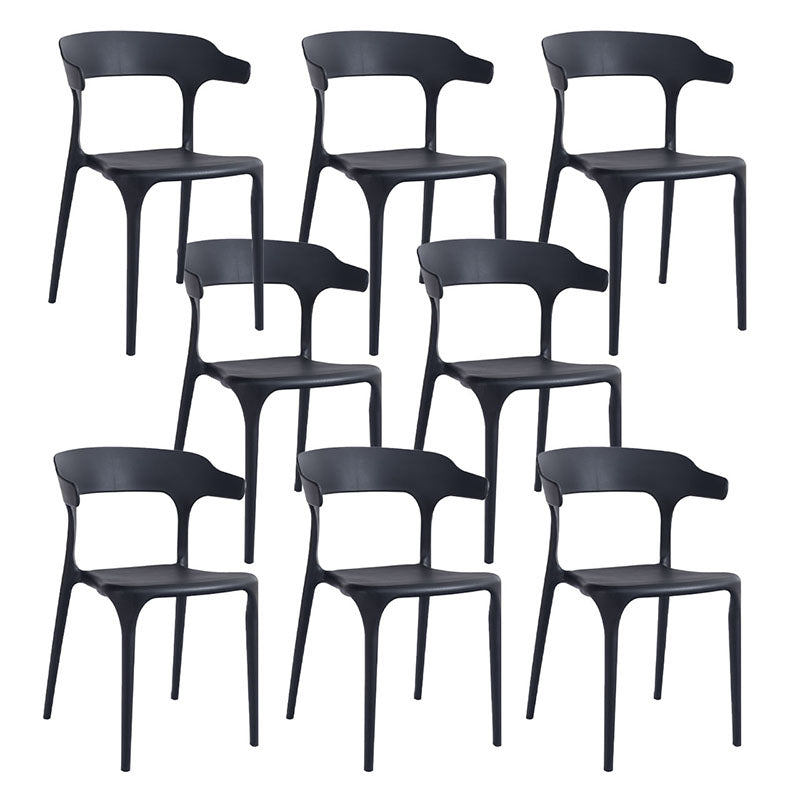 Contemporary Chairs Open Back Kitchen Armless Chair with Plastic Legs Black 8 Piece Set Clearhalo 'Dining Chairs' 'Dining Tables & Seating' 'dining_chair' 'furn' 'furn_dining_chair' 'Furniture' 'furniture_dining_chair' 'Kitchen & Dining Furniture' 4792148