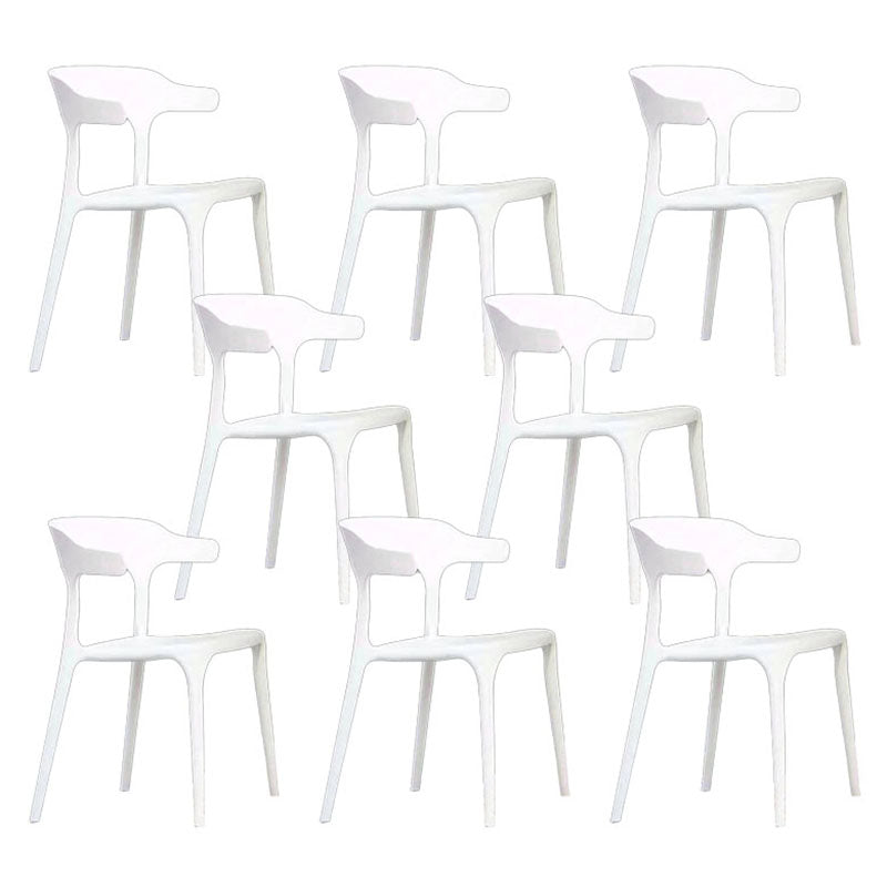 Contemporary Chairs Open Back Kitchen Armless Chair with Plastic Legs White 8 Piece Set Clearhalo 'Dining Chairs' 'Dining Tables & Seating' 'dining_chair' 'furn' 'furn_dining_chair' 'Furniture' 'furniture_dining_chair' 'Kitchen & Dining Furniture' 4792149