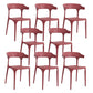 Contemporary Chairs Open Back Kitchen Armless Chair with Plastic Legs Red 8 Piece Set Clearhalo 'Dining Chairs' 'Dining Tables & Seating' 'dining_chair' 'furn' 'furn_dining_chair' 'Furniture' 'furniture_dining_chair' 'Kitchen & Dining Furniture' 4792151