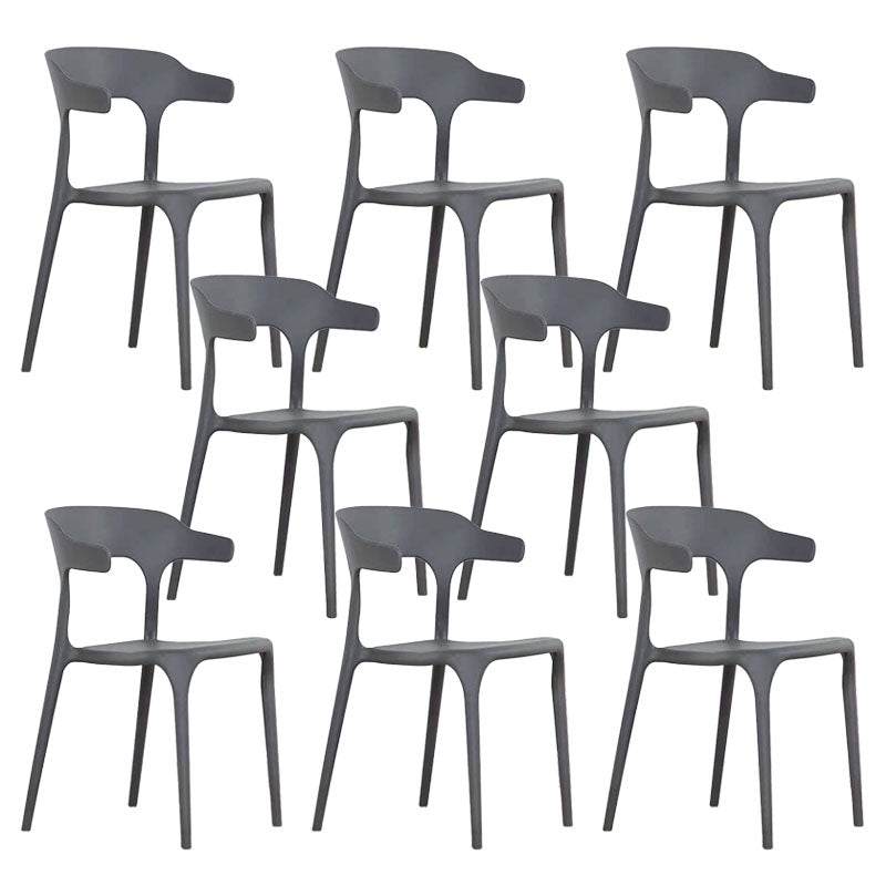 Contemporary Chairs Open Back Kitchen Armless Chair with Plastic Legs Grey 8 Piece Set Clearhalo 'Dining Chairs' 'Dining Tables & Seating' 'dining_chair' 'furn' 'furn_dining_chair' 'Furniture' 'furniture_dining_chair' 'Kitchen & Dining Furniture' 4792153