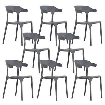 Contemporary Chairs Open Back Kitchen Armless Chair with Plastic Legs Grey 8 Piece Set Clearhalo 'Dining Chairs' 'Dining Tables & Seating' 'dining_chair' 'furn' 'furn_dining_chair' 'Furniture' 'furniture_dining_chair' 'Kitchen & Dining Furniture' 4792153