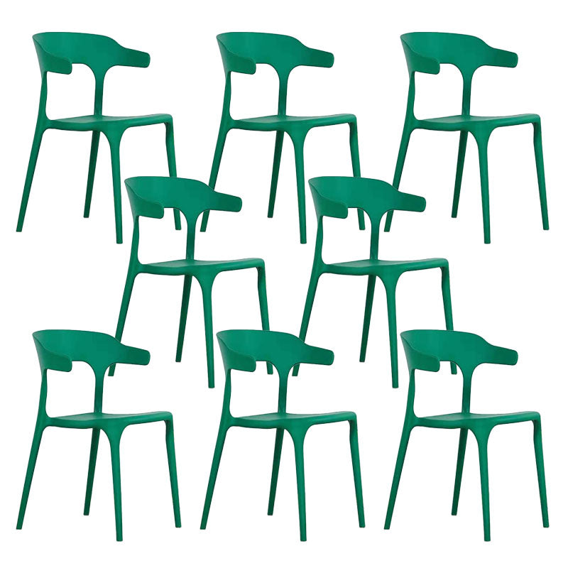 Contemporary Chairs Open Back Kitchen Armless Chair with Plastic Legs Green 8 Piece Set Clearhalo 'Dining Chairs' 'Dining Tables & Seating' 'dining_chair' 'furn' 'furn_dining_chair' 'Furniture' 'furniture_dining_chair' 'Kitchen & Dining Furniture' 4792155