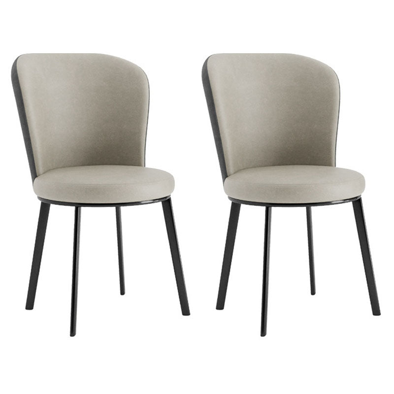 Contemporary Faux Leather Side Chair for Home Armless Solid Back Chair Grey 2 Piece Set Clearhalo 'Dining Chairs' 'Dining Tables & Seating' 'dining_chair' 'furn' 'furn_dining_chair' 'Furniture' 'furniture_dining_chair' 'Kitchen & Dining Furniture' 4792166