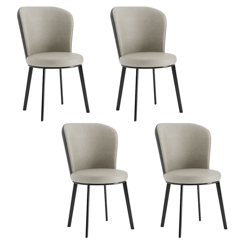 Contemporary Faux Leather Side Chair for Home Armless Solid Back Chair Grey 4 Piece Set Clearhalo 'Dining Chairs' 'Dining Tables & Seating' 'dining_chair' 'furn' 'furn_dining_chair' 'Furniture' 'furniture_dining_chair' 'Kitchen & Dining Furniture' 4792169