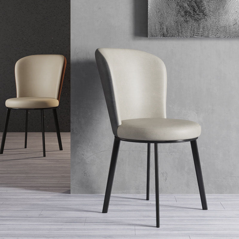 Contemporary Faux Leather Side Chair for Home Armless Solid Back Chair Clearhalo 'Dining Chairs' 'Dining Tables & Seating' 'dining_chair' 'furn' 'furn_dining_chair' 'Furniture' 'furniture_dining_chair' 'Kitchen & Dining Furniture' 4792170
