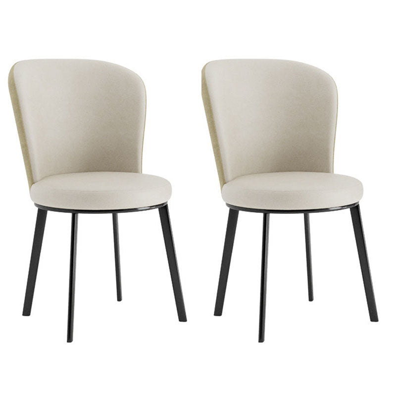 Contemporary Faux Leather Side Chair for Home Armless Solid Back Chair Nude 2 Piece Set Clearhalo 'Dining Chairs' 'Dining Tables & Seating' 'dining_chair' 'furn' 'furn_dining_chair' 'Furniture' 'furniture_dining_chair' 'Kitchen & Dining Furniture' 4792173