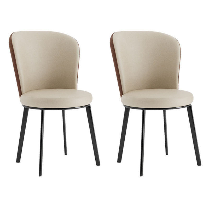 Contemporary Faux Leather Side Chair for Home Armless Solid Back Chair Orange 2 Piece Set Clearhalo 'Dining Chairs' 'Dining Tables & Seating' 'dining_chair' 'furn' 'furn_dining_chair' 'Furniture' 'furniture_dining_chair' 'Kitchen & Dining Furniture' 4792178