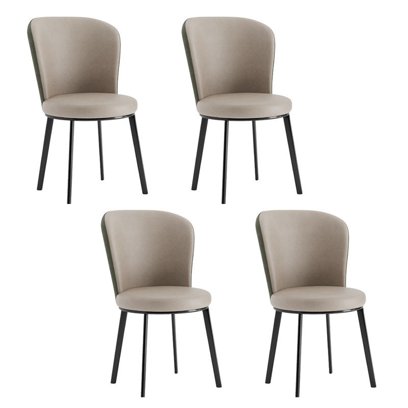 Contemporary Faux Leather Side Chair for Home Armless Solid Back Chair Green 4 Piece Set Clearhalo 'Dining Chairs' 'Dining Tables & Seating' 'dining_chair' 'furn' 'furn_dining_chair' 'Furniture' 'furniture_dining_chair' 'Kitchen & Dining Furniture' 4792186