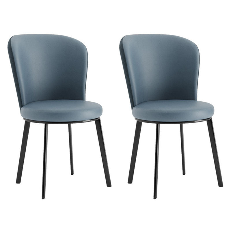 Contemporary Faux Leather Side Chair for Home Armless Solid Back Chair Blue 2 Piece Set Clearhalo 'Dining Chairs' 'Dining Tables & Seating' 'dining_chair' 'furn' 'furn_dining_chair' 'Furniture' 'furniture_dining_chair' 'Kitchen & Dining Furniture' 4792189