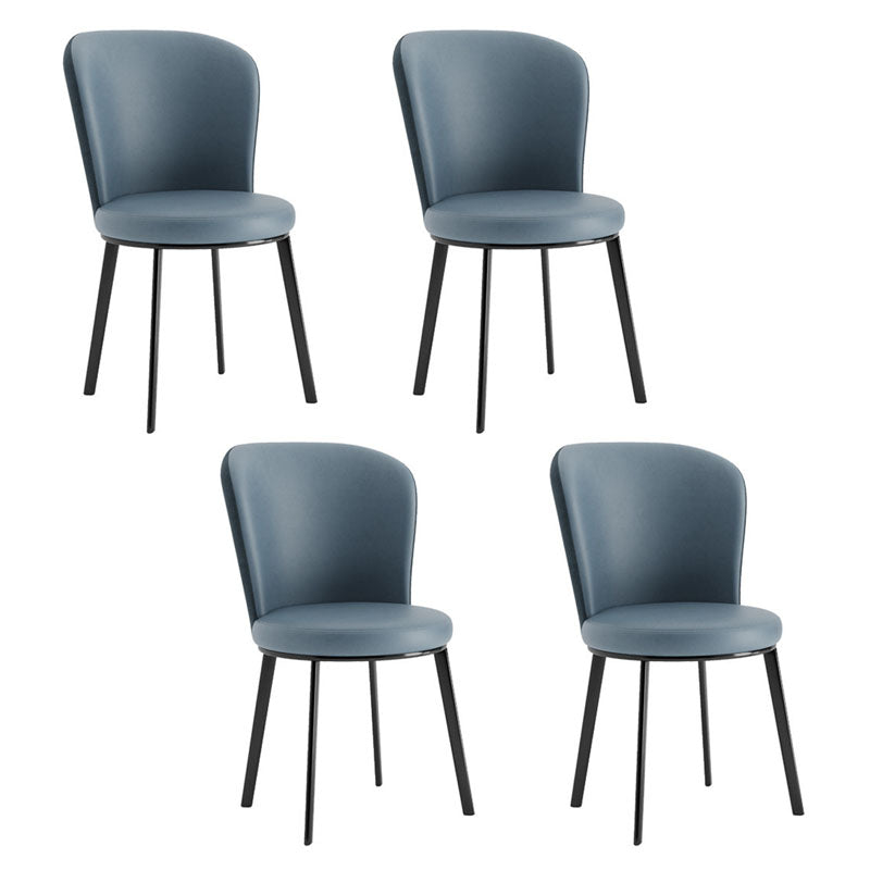 Contemporary Faux Leather Side Chair for Home Armless Solid Back Chair Blue 4 Piece Set Clearhalo 'Dining Chairs' 'Dining Tables & Seating' 'dining_chair' 'furn' 'furn_dining_chair' 'Furniture' 'furniture_dining_chair' 'Kitchen & Dining Furniture' 4792190