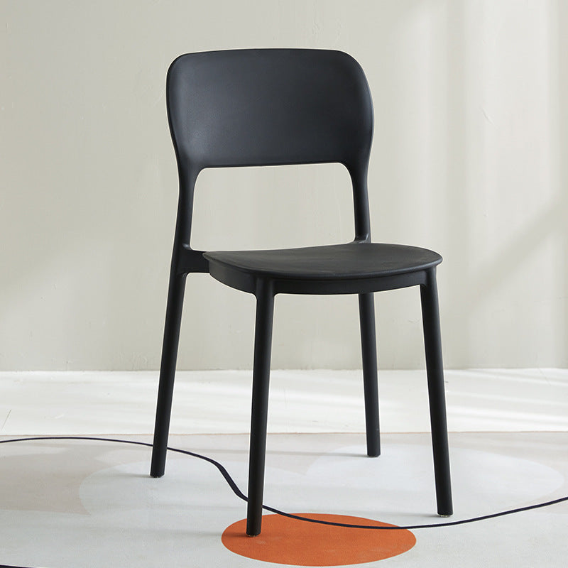 Scandinavian Plastic Kitchen Dining Side Chair Open Back Chair Black 1 Piece Clearhalo 'Dining Chairs' 'Dining Tables & Seating' 'dining_chair' 'furn' 'furn_dining_chair' 'Furniture' 'furniture_dining_chair' 'Kitchen & Dining Furniture' 4792213