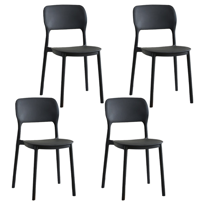 Scandinavian Plastic Kitchen Dining Side Chair Open Back Chair Black 4 Piece Set Clearhalo 'Dining Chairs' 'Dining Tables & Seating' 'dining_chair' 'furn' 'furn_dining_chair' 'Furniture' 'furniture_dining_chair' 'Kitchen & Dining Furniture' 4792216