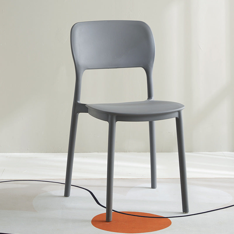 Scandinavian Plastic Kitchen Dining Side Chair Open Back Chair Grey 1 Piece Clearhalo 'Dining Chairs' 'Dining Tables & Seating' 'dining_chair' 'furn' 'furn_dining_chair' 'Furniture' 'furniture_dining_chair' 'Kitchen & Dining Furniture' 4792218