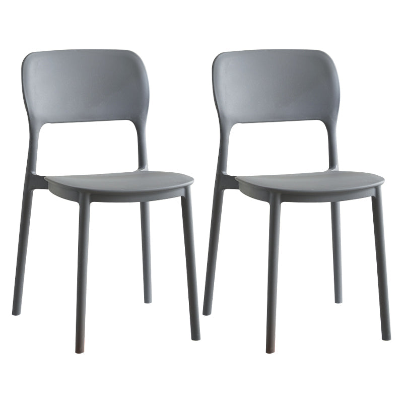 Scandinavian Plastic Kitchen Dining Side Chair Open Back Chair Grey 2 Piece Set Clearhalo 'Dining Chairs' 'Dining Tables & Seating' 'dining_chair' 'furn' 'furn_dining_chair' 'Furniture' 'furniture_dining_chair' 'Kitchen & Dining Furniture' 4792221