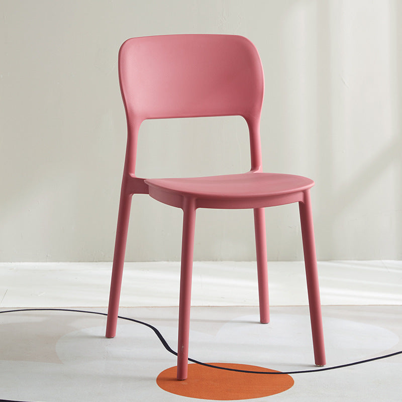 Scandinavian Plastic Kitchen Dining Side Chair Open Back Chair Red 1 Piece Clearhalo 'Dining Chairs' 'Dining Tables & Seating' 'dining_chair' 'furn' 'furn_dining_chair' 'Furniture' 'furniture_dining_chair' 'Kitchen & Dining Furniture' 4792230