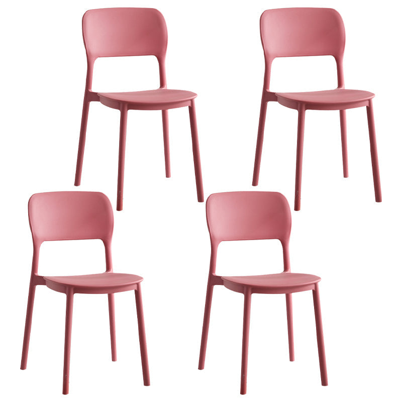 Scandinavian Plastic Kitchen Dining Side Chair Open Back Chair Red 4 Piece Set Clearhalo 'Dining Chairs' 'Dining Tables & Seating' 'dining_chair' 'furn' 'furn_dining_chair' 'Furniture' 'furniture_dining_chair' 'Kitchen & Dining Furniture' 4792235