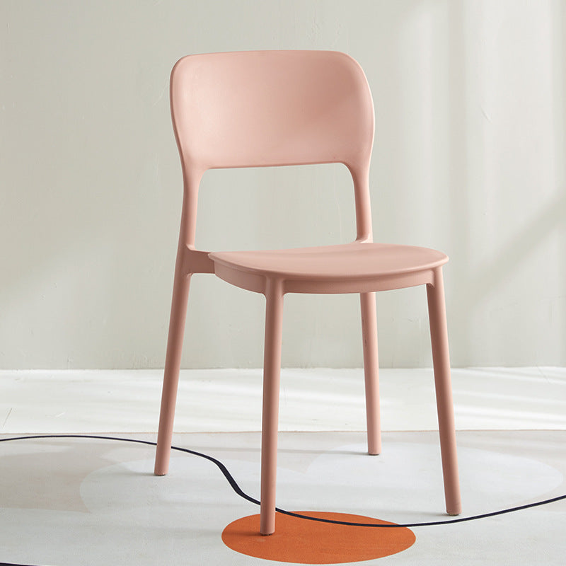 Scandinavian Plastic Kitchen Dining Side Chair Open Back Chair Pink 1 Piece Clearhalo 'Dining Chairs' 'Dining Tables & Seating' 'dining_chair' 'furn' 'furn_dining_chair' 'Furniture' 'furniture_dining_chair' 'Kitchen & Dining Furniture' 4792236