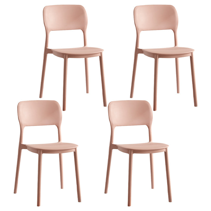 Scandinavian Plastic Kitchen Dining Side Chair Open Back Chair Pink 4 Piece Set Clearhalo 'Dining Chairs' 'Dining Tables & Seating' 'dining_chair' 'furn' 'furn_dining_chair' 'Furniture' 'furniture_dining_chair' 'Kitchen & Dining Furniture' 4792238