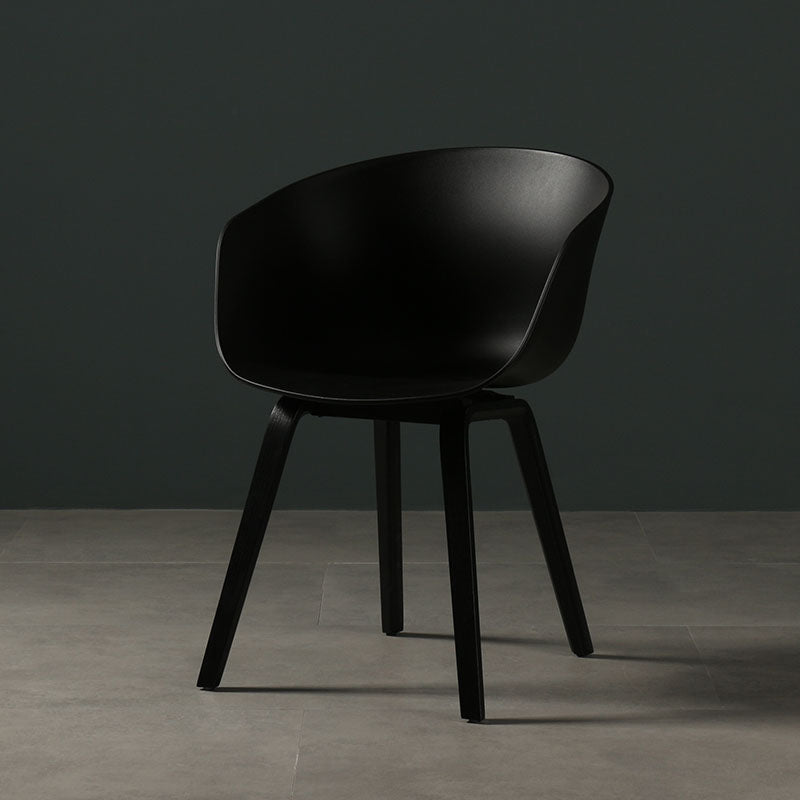 Contemporary Style Dining Chair Arm Side Chairs with Wooden Legs Black 1 Piece Clearhalo 'Dining Chairs' 'Dining Tables & Seating' 'dining_chair' 'Furniture' 'furniture_dining_chair' 'Kitchen & Dining Furniture' 4792255