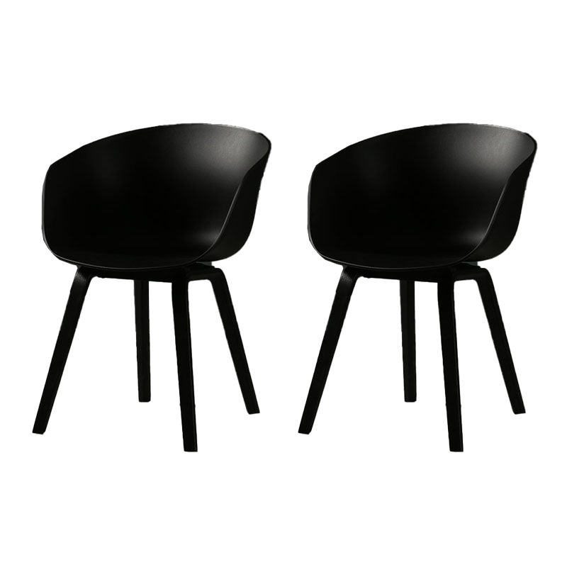 Contemporary Style Dining Chair Arm Side Chairs with Wooden Legs Black Set of 2 Clearhalo 'Dining Chairs' 'Dining Tables & Seating' 'dining_chair' 'Furniture' 'furniture_dining_chair' 'Kitchen & Dining Furniture' 4792257