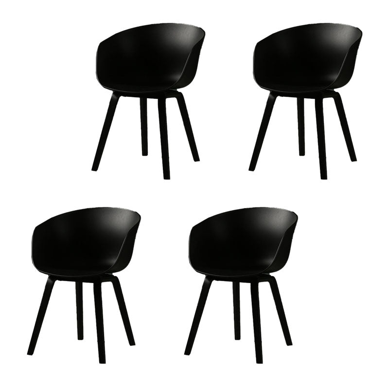 Contemporary Style Dining Chair Arm Side Chairs with Wooden Legs Black Set of 4 Clearhalo 'Dining Chairs' 'Dining Tables & Seating' 'dining_chair' 'Furniture' 'furniture_dining_chair' 'Kitchen & Dining Furniture' 4792259