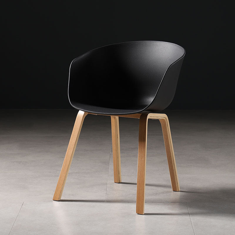 Contemporary Style Dining Chair Arm Side Chairs with Wooden Legs Natural Wood Black 1 Piece Clearhalo 'Dining Chairs' 'Dining Tables & Seating' 'dining_chair' 'Furniture' 'furniture_dining_chair' 'Kitchen & Dining Furniture' 4792261