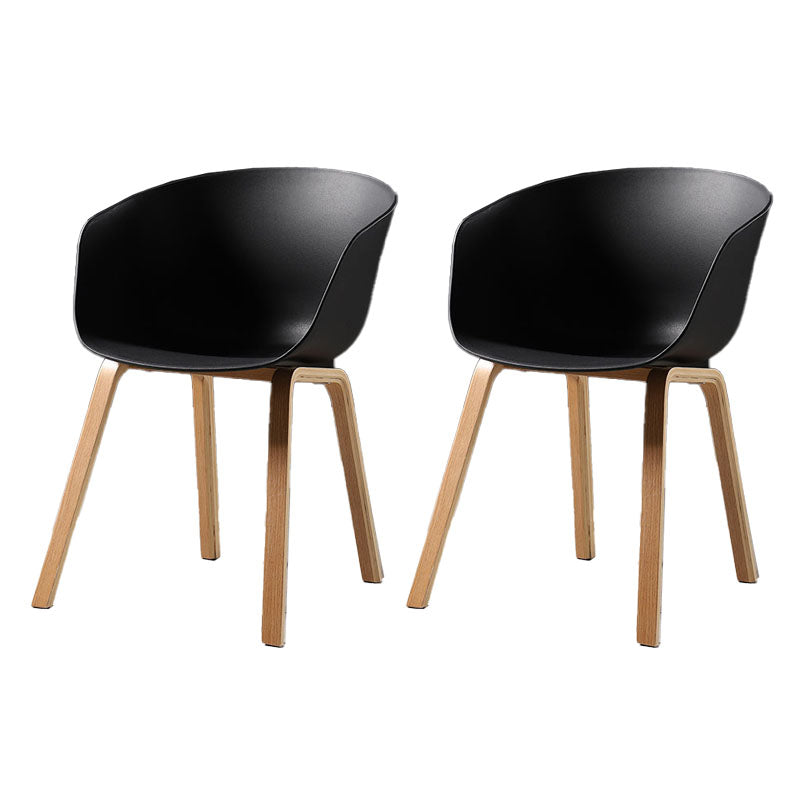 Contemporary Style Dining Chair Arm Side Chairs with Wooden Legs Natural Wood Black Set of 2 Clearhalo 'Dining Chairs' 'Dining Tables & Seating' 'dining_chair' 'Furniture' 'furniture_dining_chair' 'Kitchen & Dining Furniture' 4792263