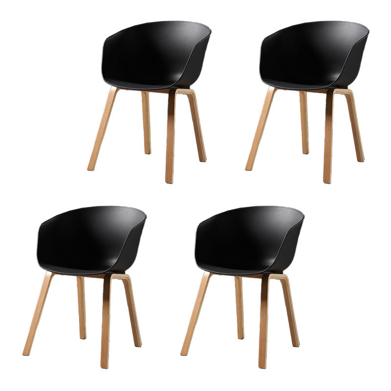 Contemporary Style Dining Chair Arm Side Chairs with Wooden Legs Natural Wood Black Set of 4 Clearhalo 'Dining Chairs' 'Dining Tables & Seating' 'dining_chair' 'Furniture' 'furniture_dining_chair' 'Kitchen & Dining Furniture' 4792265