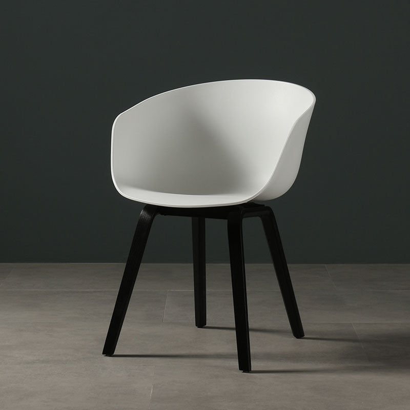 Contemporary Style Dining Chair Arm Side Chairs with Wooden Legs White-Black 1 Piece Clearhalo 'Dining Chairs' 'Dining Tables & Seating' 'dining_chair' 'Furniture' 'furniture_dining_chair' 'Kitchen & Dining Furniture' 4792274