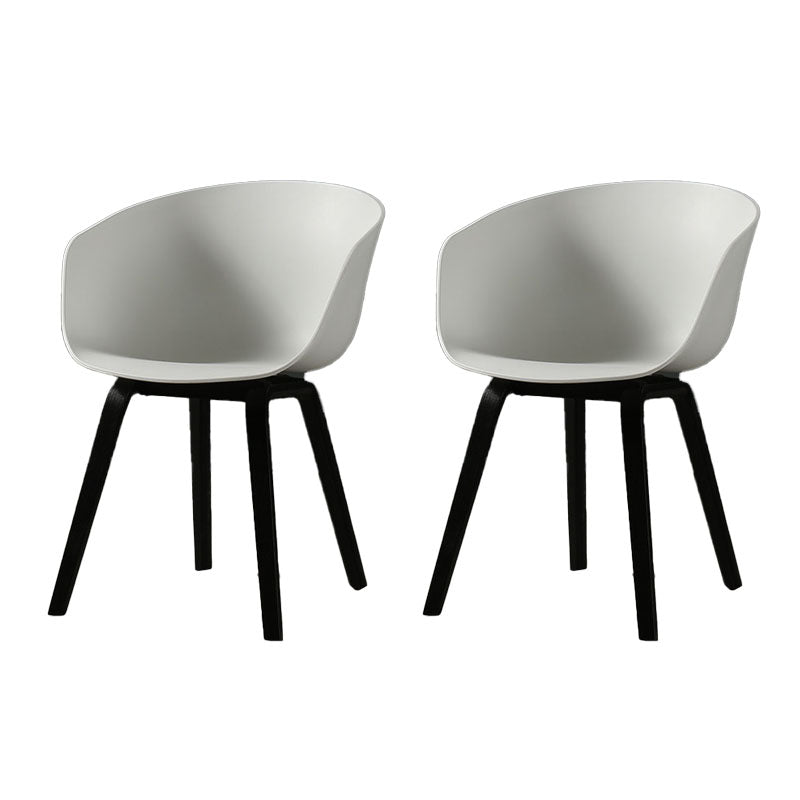Contemporary Style Dining Chair Arm Side Chairs with Wooden Legs White-Black Set of 2 Clearhalo 'Dining Chairs' 'Dining Tables & Seating' 'dining_chair' 'Furniture' 'furniture_dining_chair' 'Kitchen & Dining Furniture' 4792275