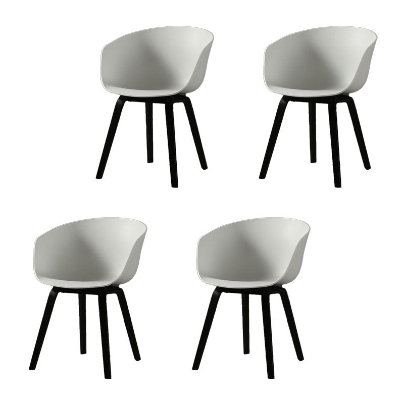 Contemporary Style Dining Chair Arm Side Chairs with Wooden Legs White-Black Set of 4 Clearhalo 'Dining Chairs' 'Dining Tables & Seating' 'dining_chair' 'Furniture' 'furniture_dining_chair' 'Kitchen & Dining Furniture' 4792276