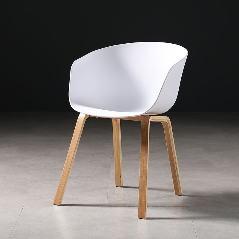 Contemporary Style Dining Chair Arm Side Chairs with Wooden Legs White 1 Piece Clearhalo 'Dining Chairs' 'Dining Tables & Seating' 'dining_chair' 'Furniture' 'furniture_dining_chair' 'Kitchen & Dining Furniture' 4792277